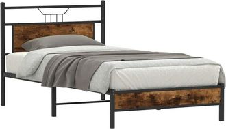 vidaXL Estructura de cama sin colchón madera roble ahumado 100x200 cm Vidaxl