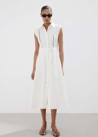 Mango Vestito camicione lino fiocco grezzo - Donna - XS - MANGO