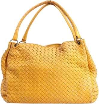 Bottega Veneta Pre-owned Handbags, male, Yellow, Size: ONE SIZE Pre-owned Intrecciato Shoulder Bag