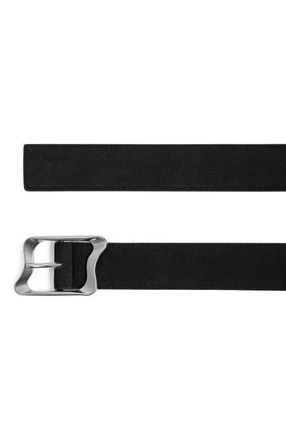 Mani&egrave;re De Voir Eleanor Suede & Leather Statement Buckle Belt in Black at Nordstrom, Size X-Small