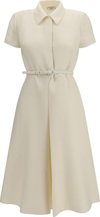 Fendi Womens Wool And Silk Dress Ivory