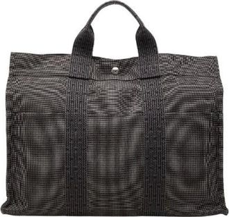 Herm&egrave;s Pre-owned Tote Bags, female, Gray, Size: ONE SIZE Pre-owned Herline MM Canvas Tote Bag