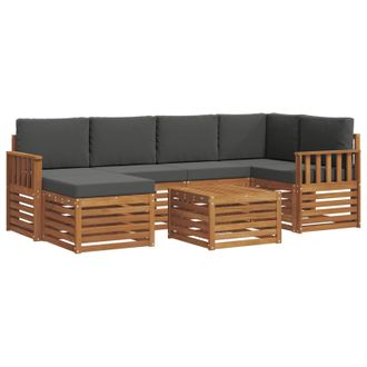 vidaXL Conjunto De Sof&aacute; Seccional Con Coj&iacute;n 7 Pcs Natural Y Antracita Vidaxl
