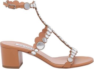 Aquazzura Sandalias de Tac&oacute;n de Bloque con Adorno de Espejo - Shoes - Mujer - Marr&oacute;n - 38 EU