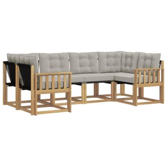 vidaXL Conjunto De Sof&aacute;s De Exterior 6 Pcs Blanco Y Gris Claro Vidaxl