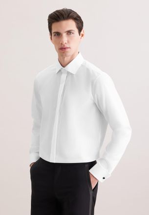 Seidensticker Smokinghemd SEIDENSTICKER Schwarze Rose, Herren, Gr. XXL (45), normale &Auml;rmell&auml;ngen, weiss (wei&szlig;), 100% Baumwolle, unifarben, regular fit, Doppelmansch