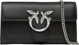 Pinko Zwarte Leren Crossbodytas - Dames - Schoudertassen - Zwart - ONE Size - Leer - Tassen