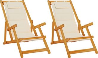 vidaXL Silla de playa con cojín 2 pcs Marrón 61.5 x 123 x 82cm vidaXL