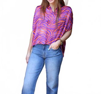 Adrienne Emerson Fight Tigers Top In Orange/purple