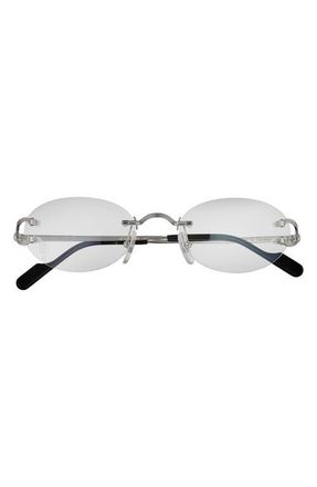 Cartier 52mm Oval Optical Glasses in Silver at Nordstrom