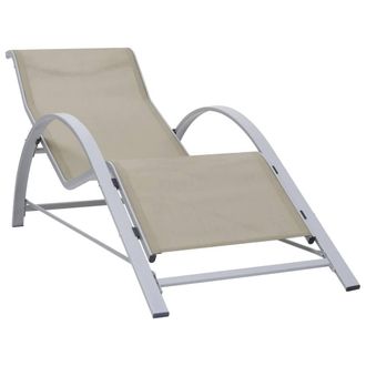Berkfield Home Sunlounger Textilene & Aluminium Cream in Beige