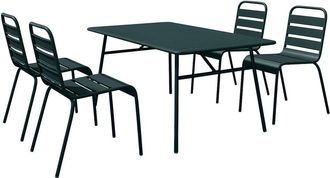 VENTE-UNIQUE.COM Conjunto de mesa y sillas para jard&iacute;n acero verde pino