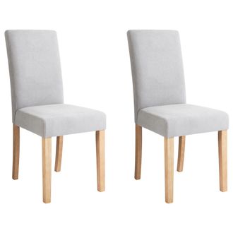 Beliani Beliani - Conjunto De 2 Sillas De Comedor Tapizadas En Tela Gris Con Patas De Madera Broadway