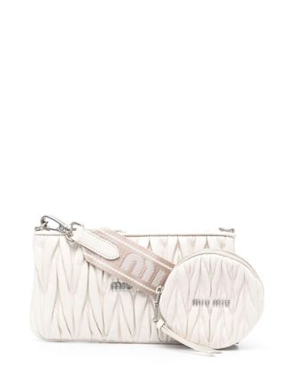 クラッチバッグ MIU MIU Woman Clutch White 5BK004 2AIX F0009 Miu Miu White Patent Vinyl Matelasse Clutch Bag | Yoogi's Closet