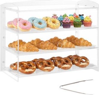 OEM Vitrina De Exhibici&oacute;n De Panader&iacute;a 3 Niveles, Vitrina De Acr&iacute;lica Transparente Para Panader&iacute;a 48,2 X 23,2 X 38 Cm, Con Puerta Abatible, Escaparate Par