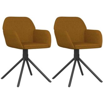 vidaXL Sillas De Comedor Giratorias 2 Unidades Terciopelo Marr&oacute;n Vidaxl