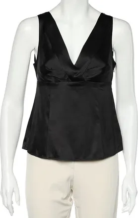 Armani Black Silk Satin Sleeveless Top