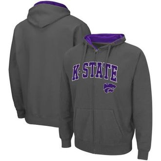 Colosseum Mens Colosseum Charcoal Kansas State Wildcats Arch & Logo 3.0 Full-Zip Hoodie at Nordstrom, Size Medium