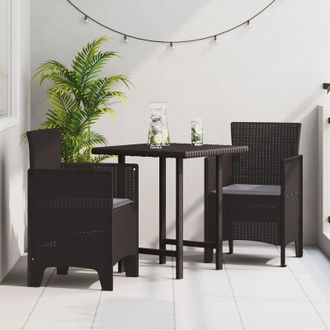 Berkfield Home Garden Chair Set of 2 Brown, Anthracite Plastic, Cushions in Brown