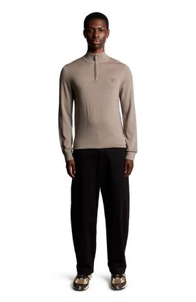 Lyle & Scott Eagle Merino Quarter Zip Sweater in Cinder at Nordstrom, Size Xx-Large