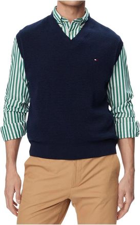 Tommy Hilfiger Seasonal Structure Vest - Heren - Spencers - Blauw - L - Truien & Vesten