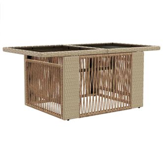 vidaXL Mesa De Jard&iacute;n Beige 100 X 55 X 37 Cm Rattan Pe Y Cristal Vidaxl