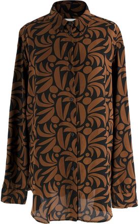 Matteau Brown Palm Printed Silk Shirt - Matching pants avaialble Size S