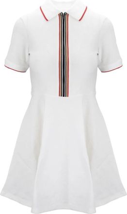 Burberry Korte Mouwen Jurk met Rits Damesmode - Dames - Korte kleedjes - Wit - 2XS - Katoen - Kleedjes