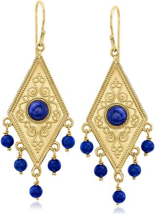 Ross-Simons Lapis Drop Earrings in 18kt Gold Over Sterling