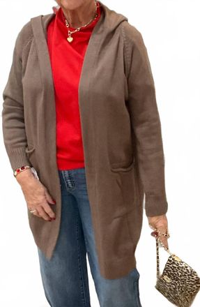 Pinch Design Hooded Sweater Cardigan In Brown