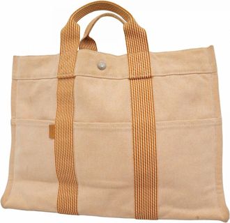 Herm&egrave;s Orange Canvas Tote Bag (Pre-Owned)