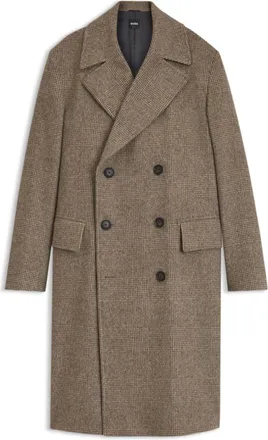 BOSS Regular-fit coat in a checked virgin-wool blend