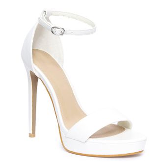 Miss Diva Womens Platfom Heels Ella Anklestrap Heeled Sandals Open Toe - White PU, UK6