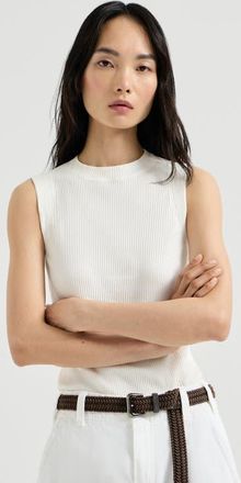 Brunello Cucinelli Ribbed jersey top in Ivory at Nordstrom, Size Xx-Large Eu