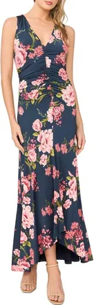 Ted Baker Elizabeth Floral Ruched Dress in Indigo Night at Nordstrom, Size X-Large