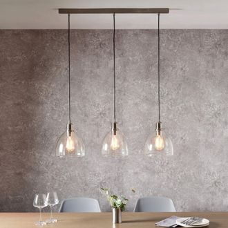 Pagazzi Jacob 3 Light Nickel & Glass Pendant Bar in Silver