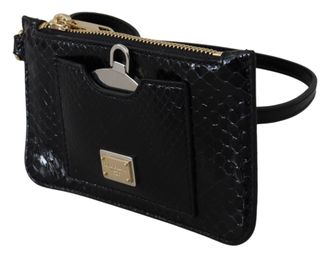 Dolce & Gabbana Womens Black Leather Coin Purse Wristlet Mirror Agnese Wallet