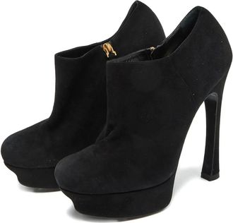 Saint Laurent suede platform booties - Black