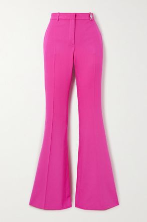 Versace Pantaloni Svasati In Twill Di Lana Con Decorazione - Rosa