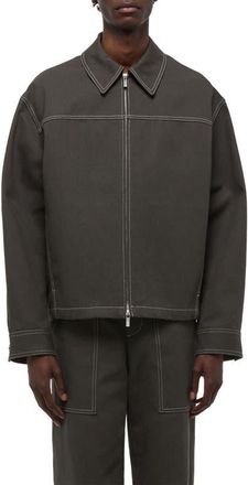 Helmut Lang Topstitch Detail Cotton Carpenters Jacket in Graphite at Nordstrom, Size Xx-Large