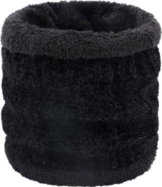 ACVIP Womens Winter Neck Warmer Gaiter Soft Chenille Knit Circle Scarf with Fleece Lined (Black)