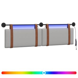 vidaXL Cabecero Colgante Con Luz Led Gris Nube Pu Antiguo Vidaxl