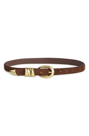 Madewell Triple Keeper Suede Belt in Soft Mahogany at Nordstrom, Size Medium