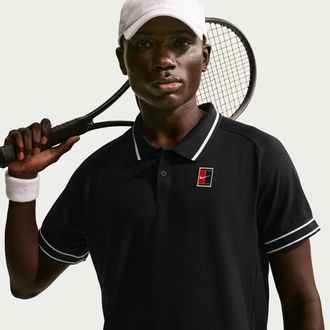 Nike Mens Court Heritage Tennis Polo in Black | FQ2101-010