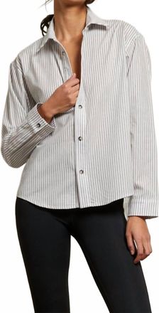 perfectwhitetee James Button Down In Ivory Black Stripe