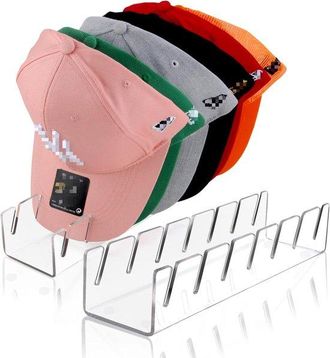 No Brand Soporte Para Gorras De B&eacute;isbol, Paquete De 2, Organizador De Acr&iacute;lico Sin Instalaci&oacute;n Para 14 Gorras De B&eacute;isbol, Soporte De Exhibici&oacute;n Para Armario O 