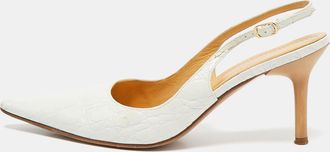 Casadei White Leather Pointed Toe Slingback Pumps