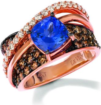 Le Vian Ladies Royal Blues Rings set in 14K Strawberry Gold