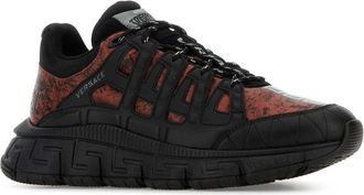 Versace Mens Two-Tone Leather Sneakers Blackbricklane 1.outer Fabric:rubber