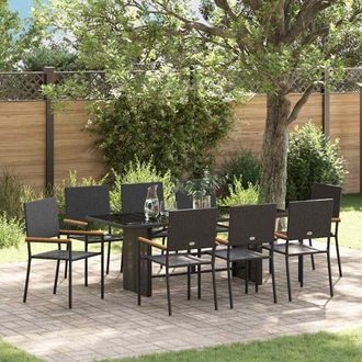 vidaXL Vidaxl - Conjunto De Comedor De Jard&iacute;n 9 Pcs Negro 190 X 80 X 75 Cm